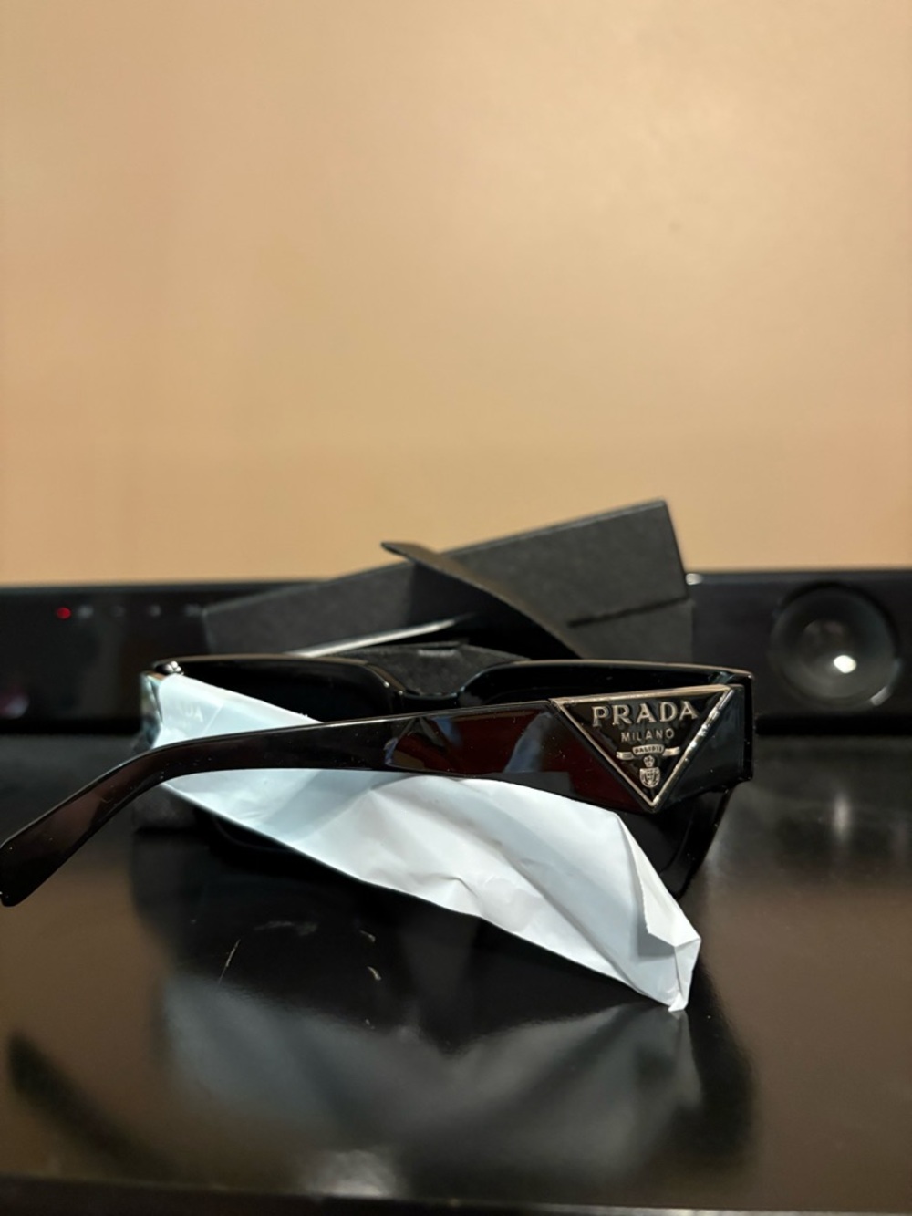 Prada Black Gloss Triangle Logo Sunglasses - Picture 4 of 9